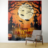 Spooky Haunted House Halloween Party Achtergrond Wandkleed (In situ)