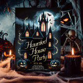 Spooky Haunted House Halloween Party Custom Folie Uitnodiging