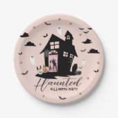 Spooky Haunted House Halloween Party Custom Foto Papieren Bordje (Voorkant)