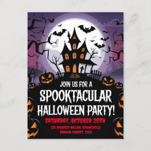 Spooky Haunted House Halloween Party Design Briefkaart