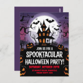 Spooky Haunted House Halloween Party Design Briefkaart (Voorkant / Achterkant)