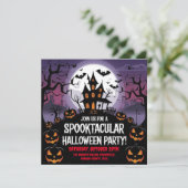 Spooky Haunted House Halloween Party Design Kaart (Staand voorkant)