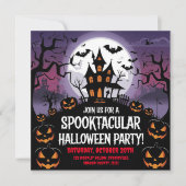 Spooky Haunted House Halloween Party Design Kaart (Voorkant)