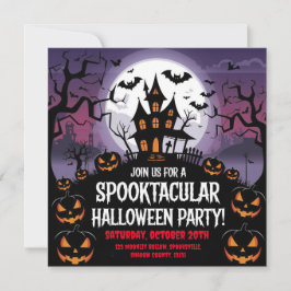 Spooky Haunted House Halloween Party Design Kaart