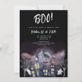 Spooky Haunted House Halloween Party Invitation Feestdagenkaart (Voorkant)