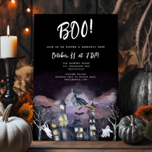 Spooky Haunted House Halloween Party Invitation Feestdagenkaart