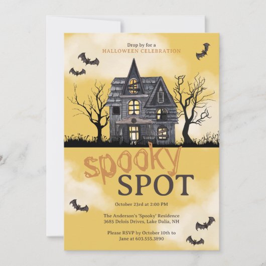 Spooky Haunted House Halloween Party Invitation Kaart (Voorkant)