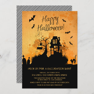 Spooky Haunted House Halloween Party Invitation Kaart
