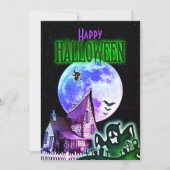 Spooky Haunted House Halloween Party Invitation Kaart (Voorkant)