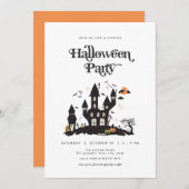 Spooky Haunted House Halloween Party Invitation Kaart (Voorkant / Achterkant)