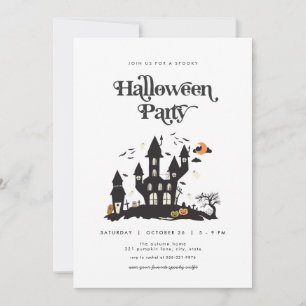 Spooky Haunted House Halloween Party Invitation Kaart