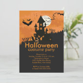 Spooky Haunted House Halloween Party Invitation Kaart (Staand voorkant)
