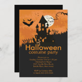Spooky Haunted House Halloween Party Invitation Kaart (Voorkant / Achterkant)