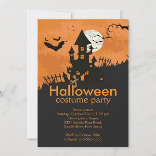 Spooky Haunted House Halloween Party Invitation Kaart