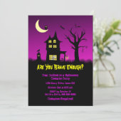 Spooky Haunted House Halloween Party Kaart (Staand voorkant)