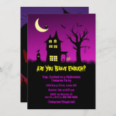 Spooky Haunted House Halloween Party Kaart (Voorkant / Achterkant)