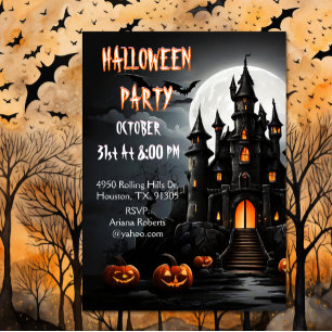Spooky Haunted House Halloween Party Kaart