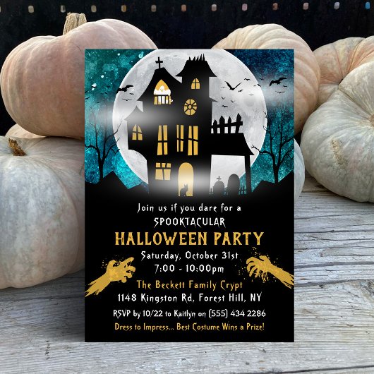 Spooky Haunted House Halloween Party Kaart