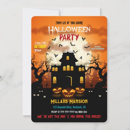 Spooky Haunted House Halloween Party Kaart (Voorkant)