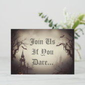 Spooky Haunted House Halloween Party Kaart (Staand voorkant)