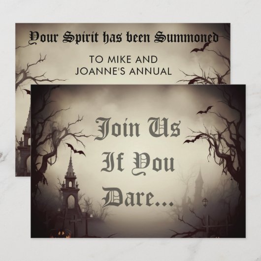 Spooky Haunted House Halloween Party Kaart (Voorkant / Achterkant)