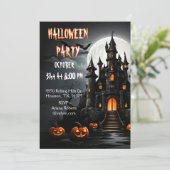 Spooky Haunted House Halloween Party Kaart (Staand voorkant)