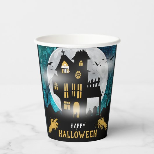 Spooky Haunted House Halloween Party Papieren Bekers (Achterkant)