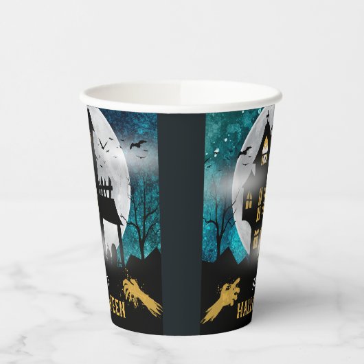 Spooky Haunted House Halloween Party Papieren Bekers (Links)