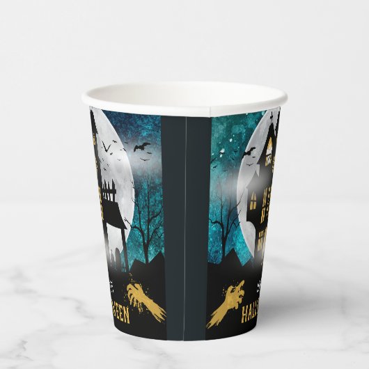 Spooky Haunted House Halloween Party Papieren Bekers (Rechts)