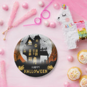 Spooky Haunted House Halloween Party Papieren Bordje (Feest)