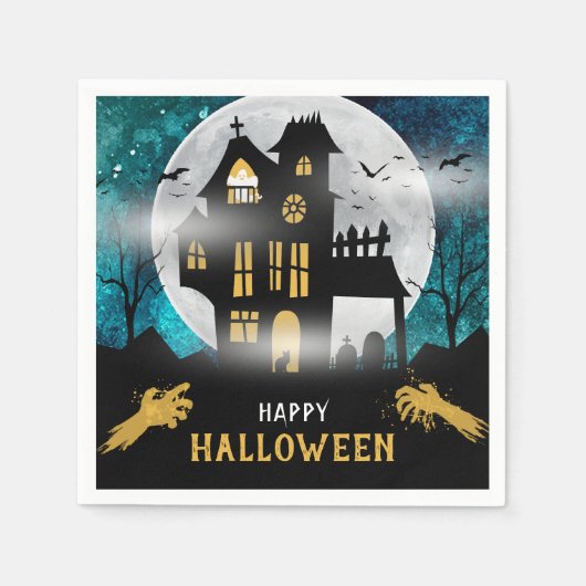 Spooky Haunted House Halloween Party Servet (Voorkant)
