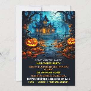 Spooky Haunted House Halloween Party Uitnodigingen