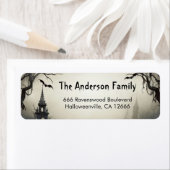 Spooky Haunted House Halloween Retouradres Etiket (Insitu)