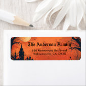 Spooky Haunted House Halloween Retouradres Etiket (Insitu)
