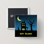 Spooky Haunted House Halloween Vierkante Button 5,1 Cm (Voorkant /achterkant)