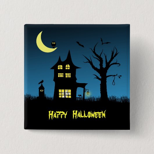 Spooky Haunted House Halloween Vierkante Button 5,1 Cm (Voorkant)