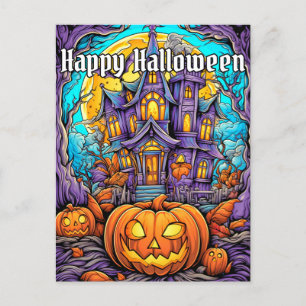 Spooky Haunted House   Happy Halloween Briefkaart
