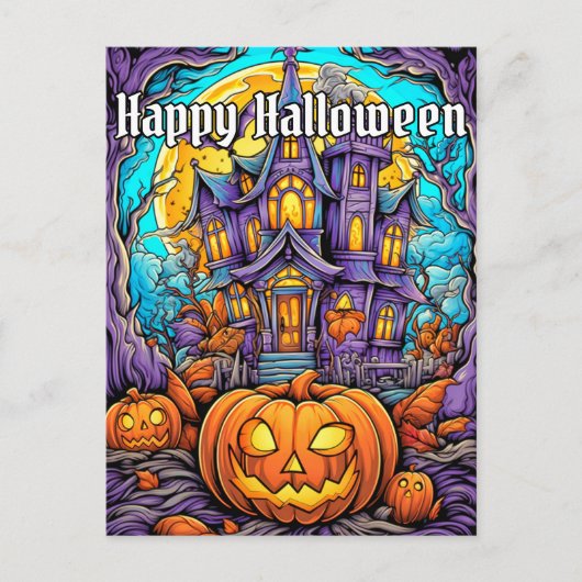 Spooky Haunted House | Happy Halloween Briefkaart (Voorkant)