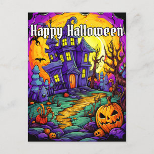 Spooky Haunted House   Happy Halloween Briefkaart