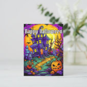 Spooky Haunted House | Happy Halloween Briefkaart (Staand voorkant)