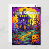 Spooky Haunted House | Happy Halloween Briefkaart (Voorkant / Achterkant)