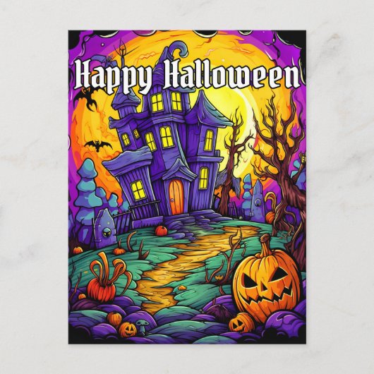 Spooky Haunted House | Happy Halloween Briefkaart (Voorkant)