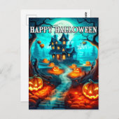 Spooky Haunted House Happy Halloween Briefkaart (Voorkant / Achterkant)