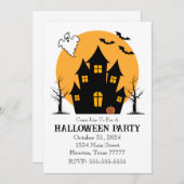 Spooky Haunted House Invitation Kaart (Voorkant / Achterkant)