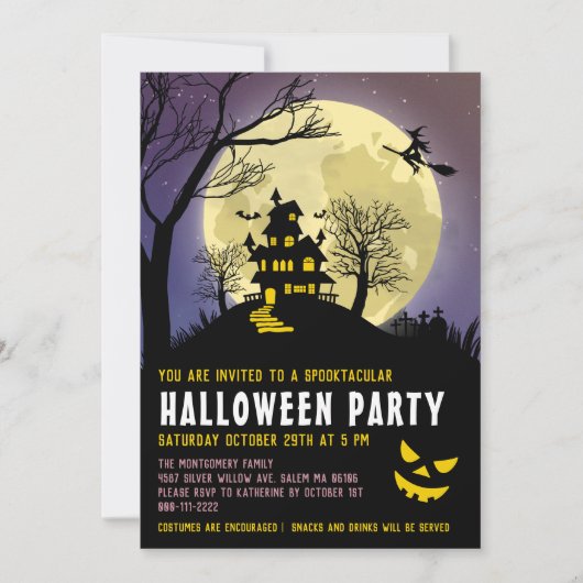 Spooky Haunted House Kinder Costume Halloween Part Kaart (Voorkant)