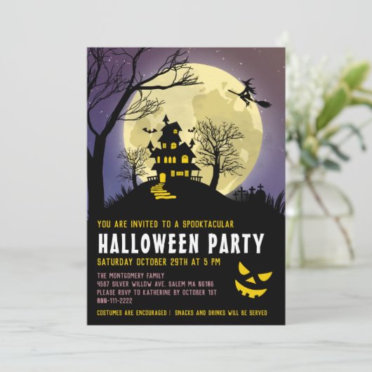 Spooky Haunted House Kinder Costume Halloween Part Kaart (Staand voorkant)