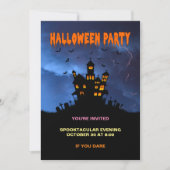 Spooky Haunted House met Bats Storm Invitation Kaart (Voorkant)