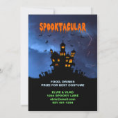 Spooky Haunted House met Bats Storm Invitation Kaart (Achterkant)