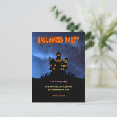 Spooky Haunted House met Bats Storm Uitnodiging Briefkaart (Staand voorkant)