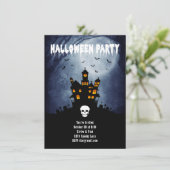 Spooky Haunted House met Blue Ghost Informatiekaartje (Staand voorkant)